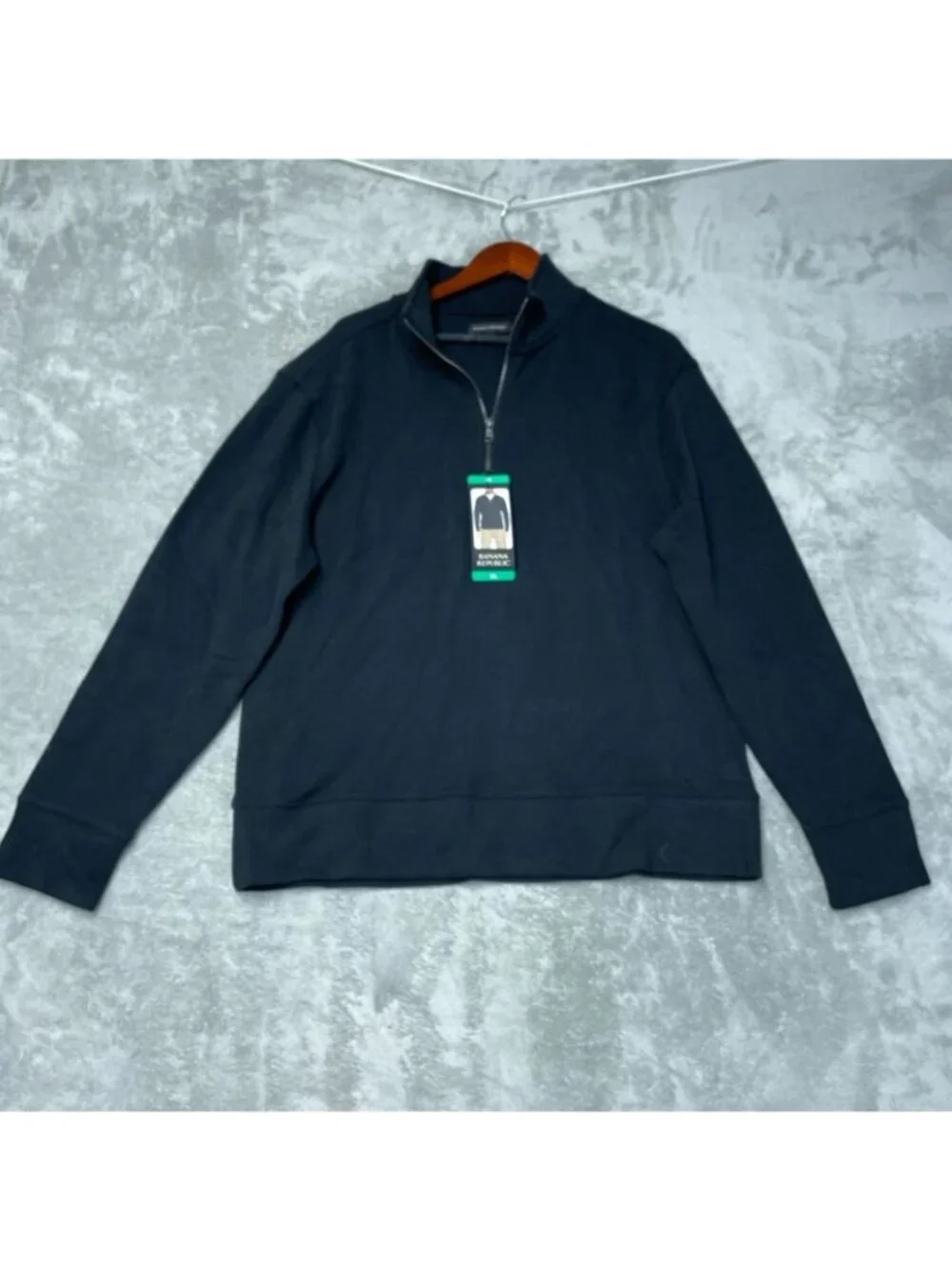 Banana Republic Men's XL Black 1/4 Zip Pullover Sweatshirt Cotton Blend F1059